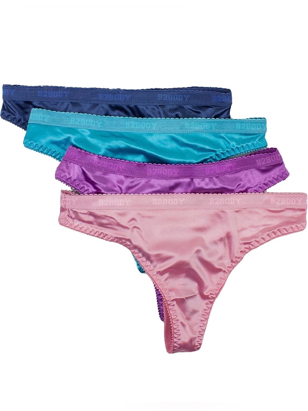 Barbra Lingerie Women’s Silky Sexy Satin Thong Panty Multi-Pack 4 Set 2XL NWT